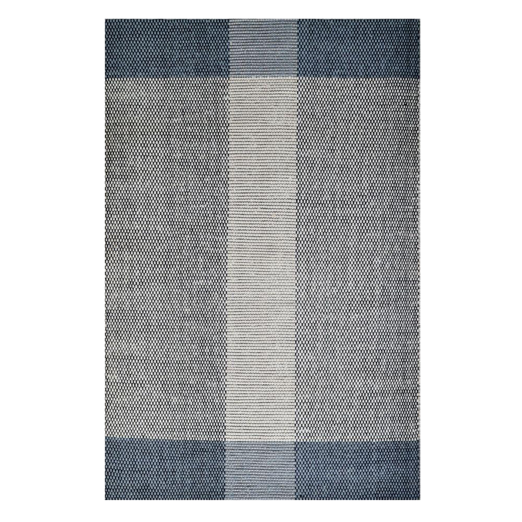  Natural Fibres Boondi Ivory and Grey - Modern Flat Weave Pure Wool Fully Reversible Hand Woven Floor Rug  - 1
