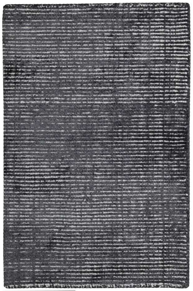  Natural Fibres Hamptons Charcoal and White Hand Loomed Wool and Viscose Hand Woven Floor Rug  - 2