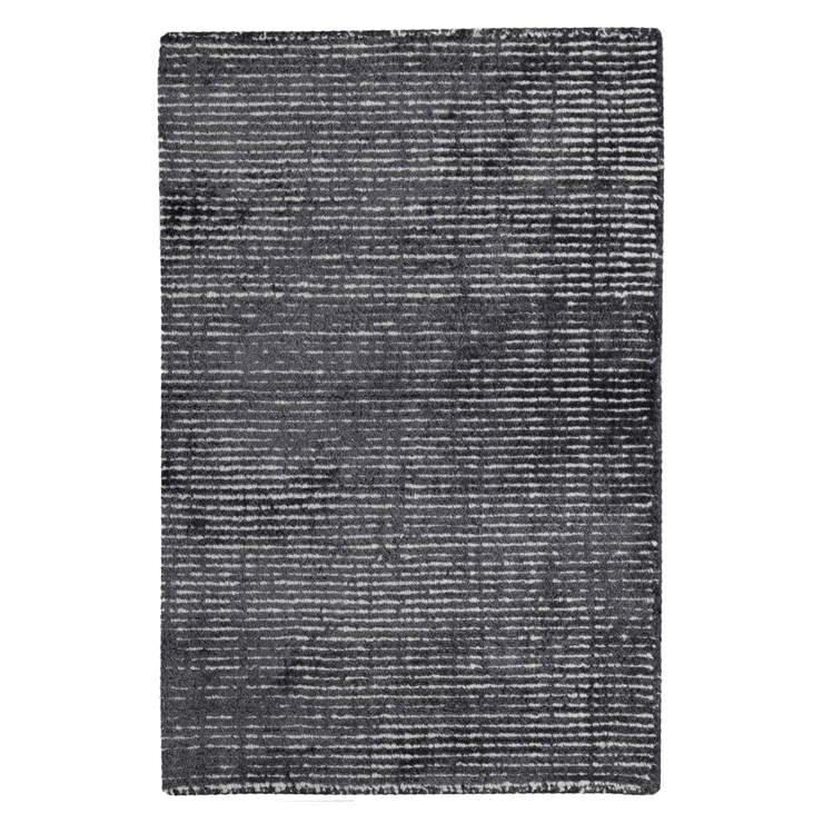  Natural Fibres Hamptons Charcoal and White Hand Loomed Wool and Viscose Hand Woven Floor Rug  - 1