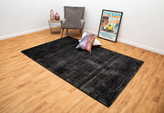  Natural Fibres Hamptons Black and White Hand Loomed Wool and Viscose Hand Woven Floor Rug  - 5