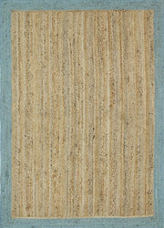  Natural Fibres Hampton Blue Border Jute Hand Woven Floor Rug  - 11