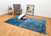  Natural Fibres Hamptons Indigo and White Hand Loomed Wool and Viscose Hand Woven Floor Rug  - 4