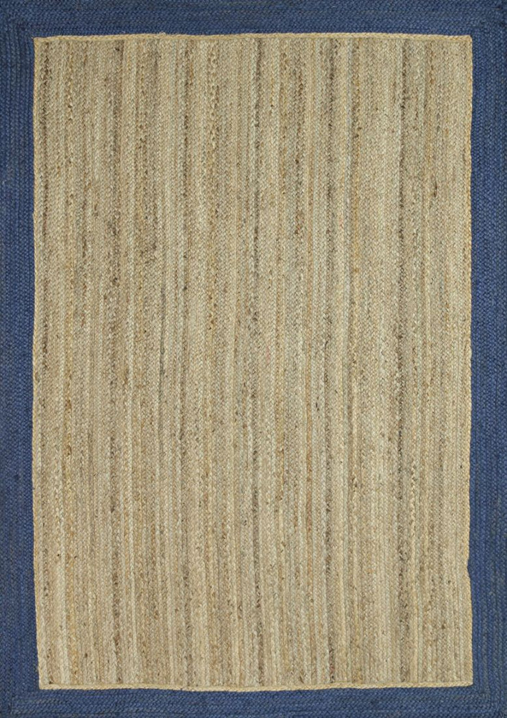  Natural Fibres Hampton Navy Blue Border Jute Hand Woven Floor Rug  - 11