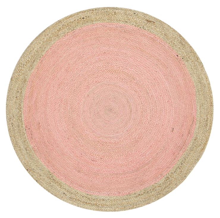  Natural Fibres Hampton Pink Centre Round Jute Hand Woven Floor Rug - 6