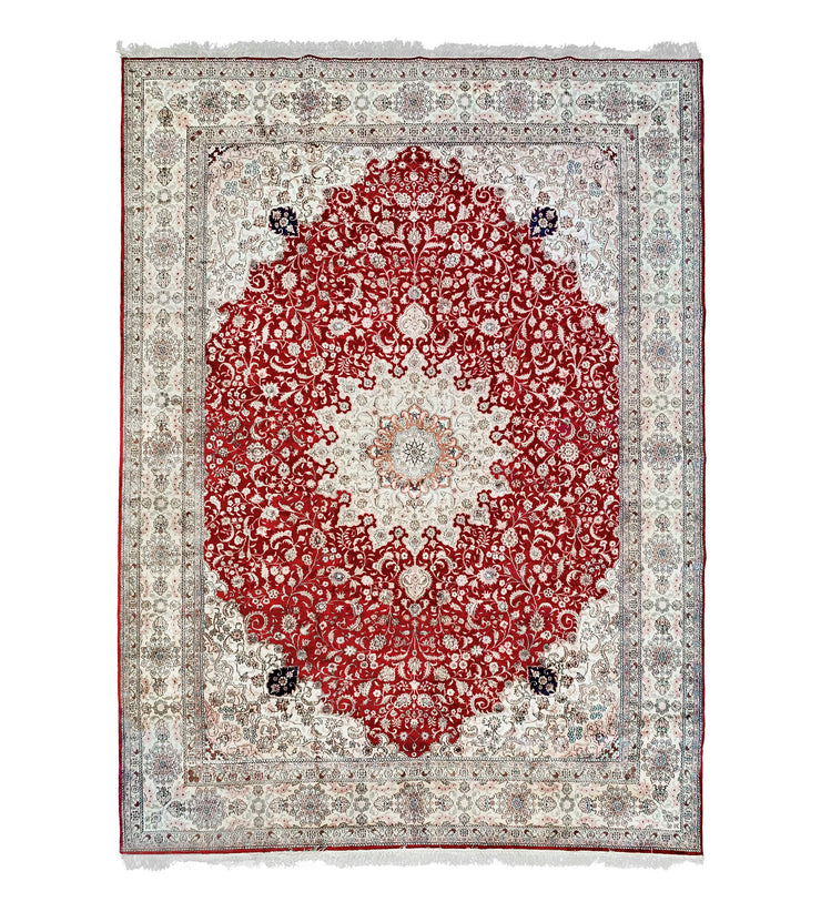  Natural Fibres Silk - Traditional Kashmiri Pure Silk Pile Hand Knotted Luxury Hand Woven Floor Rug  - 2