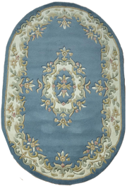  Natural Fibres Jewel Blue Oval - Hand Tufted Wool Hand Woven Floor Rug  - 4