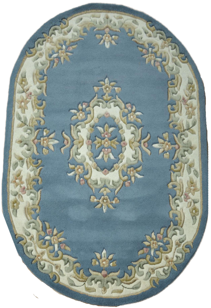  Natural Fibres Jewel Blue Oval - Hand Tufted Wool Hand Woven Floor Rug  - 4