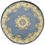  Natural Fibres Jewel Blue - Hand Tufted Wool Circle Hand Woven Floor Rug  - 1