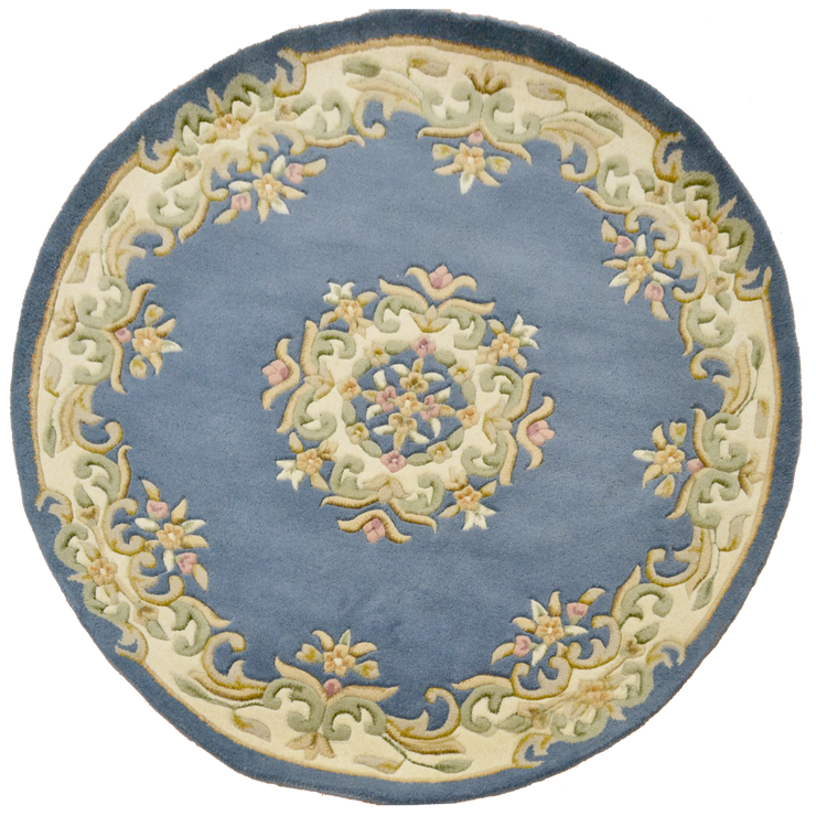  Natural Fibres Jewel Blue - Hand Tufted Wool Circle Hand Woven Floor Rug  - 3