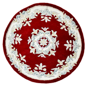  Natural Fibres Jewel Red - Hand Tufted Wool Circle Hand Woven Floor Rug  - 1