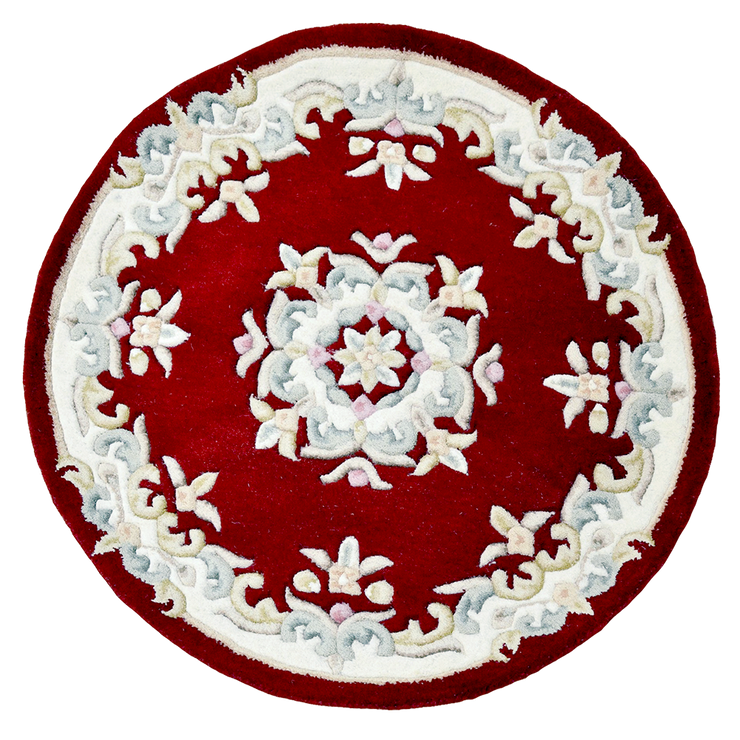  Natural Fibres Jewel Red - Hand Tufted Wool Circle Hand Woven Floor Rug  - 4