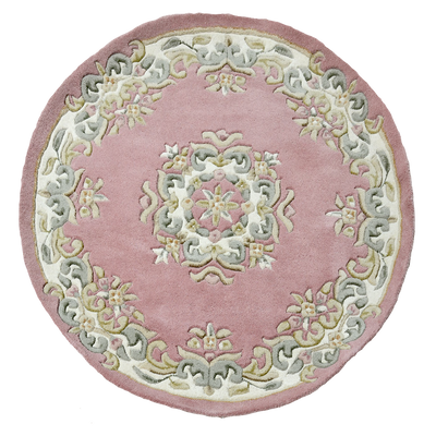  Natural Fibres Jewel Rose - Hand knotted Wool Circle Hand Woven Floor Rug  - 1