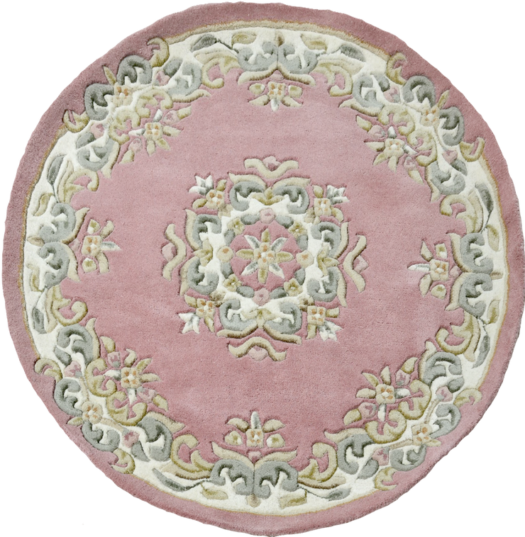  Natural Fibres Jewel Rose - Hand knotted Wool Circle Hand Woven Floor Rug  - 4
