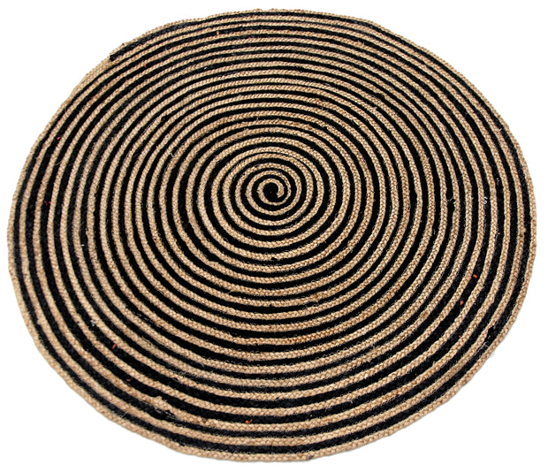  Natural Fibres Jute - Azelia Black Hand Braided Circle Hand Woven Floor Rug  - 4