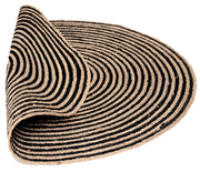  Natural Fibres Jute - Azelia Black Hand Braided Circle Hand Woven Floor Rug  - 6