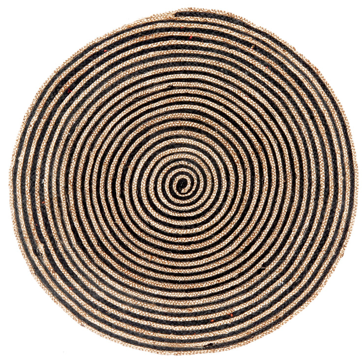  Natural Fibres Jute - Azelia Black Hand Braided Circle Hand Woven Floor Rug  - 2