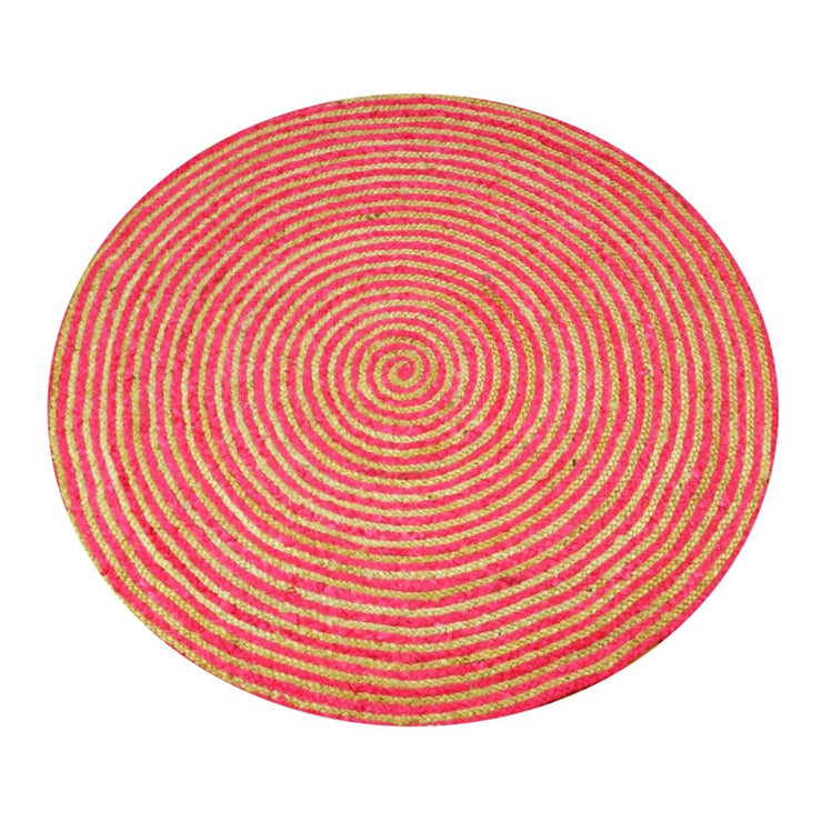  Natural Fibres Jute - Azalia Red Hand Braided Circle Hand Woven Floor Rug  - 1