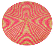  Natural Fibres Jute - Azalia Red Hand Braided Circle Hand Woven Floor Rug  - 3