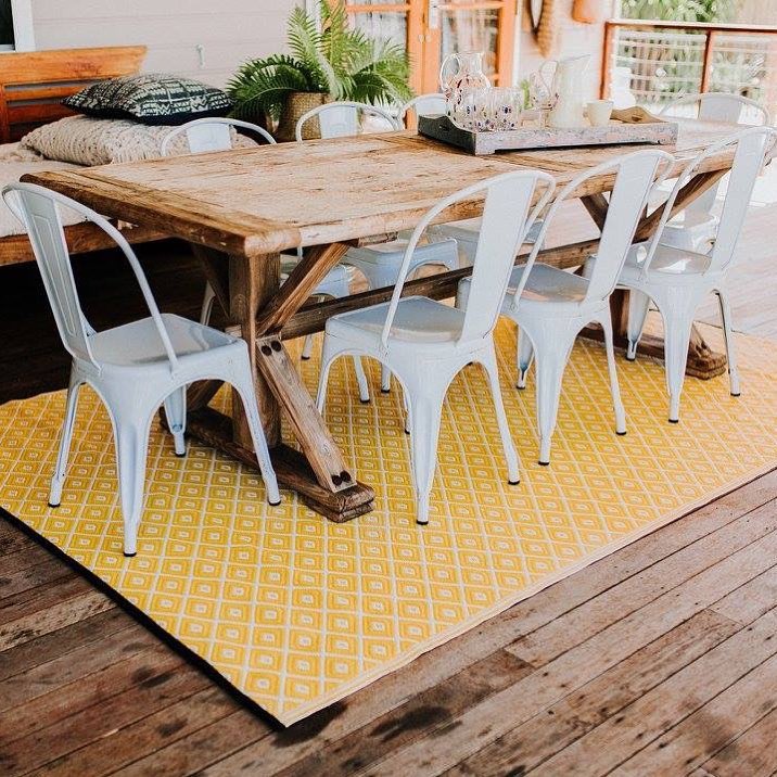  Natural Fibres Kimberley Yellow  Recycled Plastic Indoor Outdoor Hand Woven Floor Rug  - 3