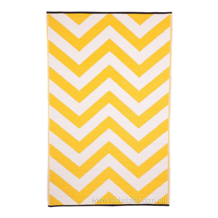  Natural Fibres Laguna Yellow and White  Recycled Plastic Indoor Outdoor Hand Woven Floor Rug  - 1
