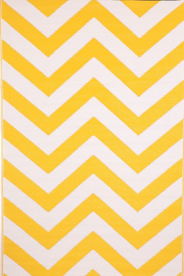  Natural Fibres Laguna Yellow and White  Recycled Plastic Indoor Outdoor Hand Woven Floor Rug  - 3