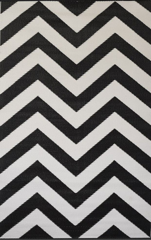  Natural Fibres Laguna Black and White  Recycled Plastic Indoor Outdoor Hand Woven Floor Rug  - 3