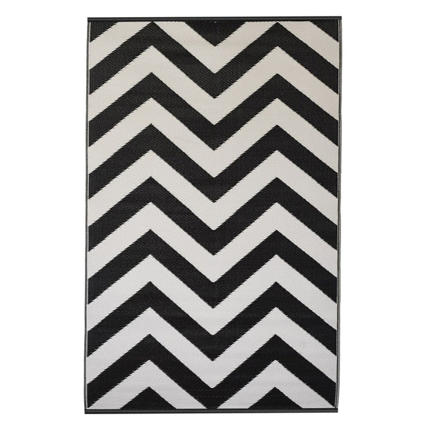  Natural Fibres Laguna Black and White  Recycled Plastic Indoor Outdoor Hand Woven Floor Rug  - 1