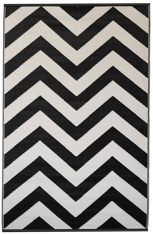  Natural Fibres Laguna Black and White  Recycled Plastic Indoor Outdoor Hand Woven Floor Rug  - 2