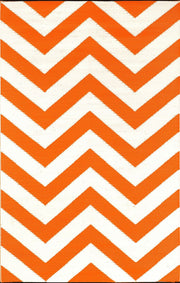  Natural Fibres Laguna Orange and White  Recycled Plastic Indoor Outdoor Hand Woven Floor Rug  - 3