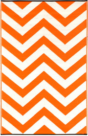  Natural Fibres Laguna Orange and White  Recycled Plastic Indoor Outdoor Hand Woven Floor Rug  - 2