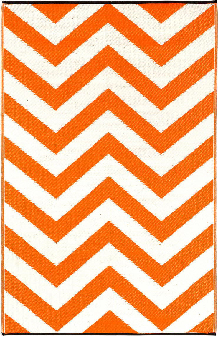  Natural Fibres Laguna Orange and White  Recycled Plastic Indoor Outdoor Hand Woven Floor Rug  - 2