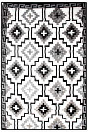  Natural Fibres Lhasa Black and Cream  Recycled Plastic Indoor Outdoor Hand Woven Floor Rug  - 3