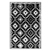  Natural Fibres Lhasa Black and Cream  Recycled Plastic Indoor Outdoor Hand Woven Floor Rug  - 1