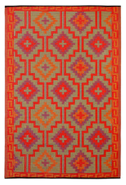  Natural Fibres Lhasa Orange and Violet  Recycled Plastic Indoor Outdoor Hand Woven Floor Rug  - 3