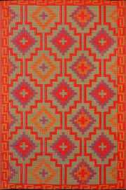  Natural Fibres Lhasa Orange and Violet  Recycled Plastic Indoor Outdoor Hand Woven Floor Rug  - 4
