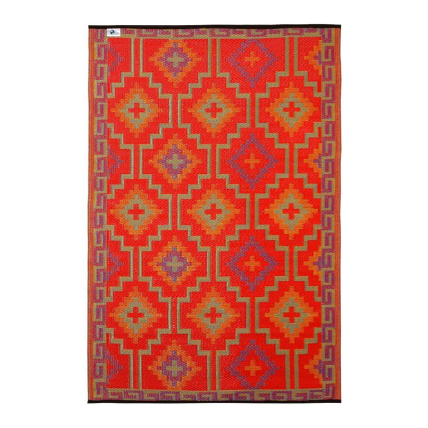  Natural Fibres Lhasa Orange and Violet  Recycled Plastic Indoor Outdoor Hand Woven Floor Rug  - 1