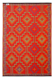  Natural Fibres Lhasa Orange and Violet  Recycled Plastic Indoor Outdoor Hand Woven Floor Rug  - 2