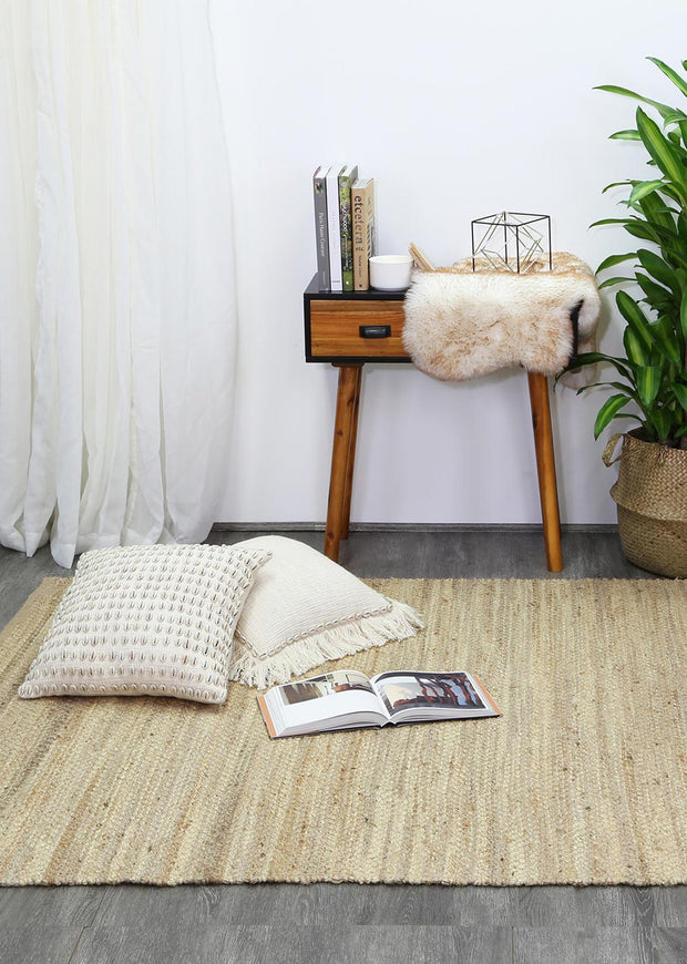  Natural Fibres Malmo Strip Beige Hand Woven Natural Jute Hand Woven Floor Rug - 2