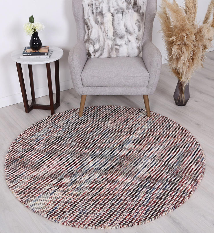 Natural Fibres Scandi Nord Multi Reversible Wool Round Hand Woven Floor Rug - 3