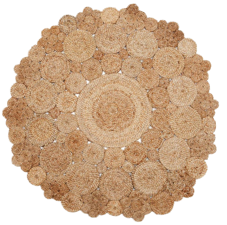  Natural Fibres Jute - Marigold Natural Jute Hand Woven Circular Hand Woven Floor Rug  - 4