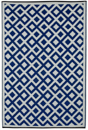  Natural Fibres Marina Blue and White  Recycled Plastic Indoor Outdoor Hand Woven Floor Rug  - 2