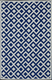  Natural Fibres Marina Blue and White  Recycled Plastic Indoor Outdoor Hand Woven Floor Rug  - 3