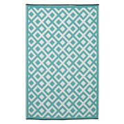  Natural Fibres Marina Green and White  Recycled Plastic Indoor Outdoor Hand Woven Floor Rug  - 1