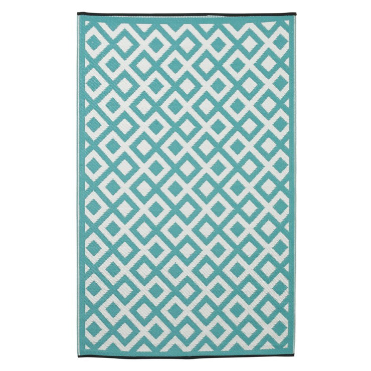  Natural Fibres Marina Green and White  Recycled Plastic Indoor Outdoor Hand Woven Floor Rug  - 1