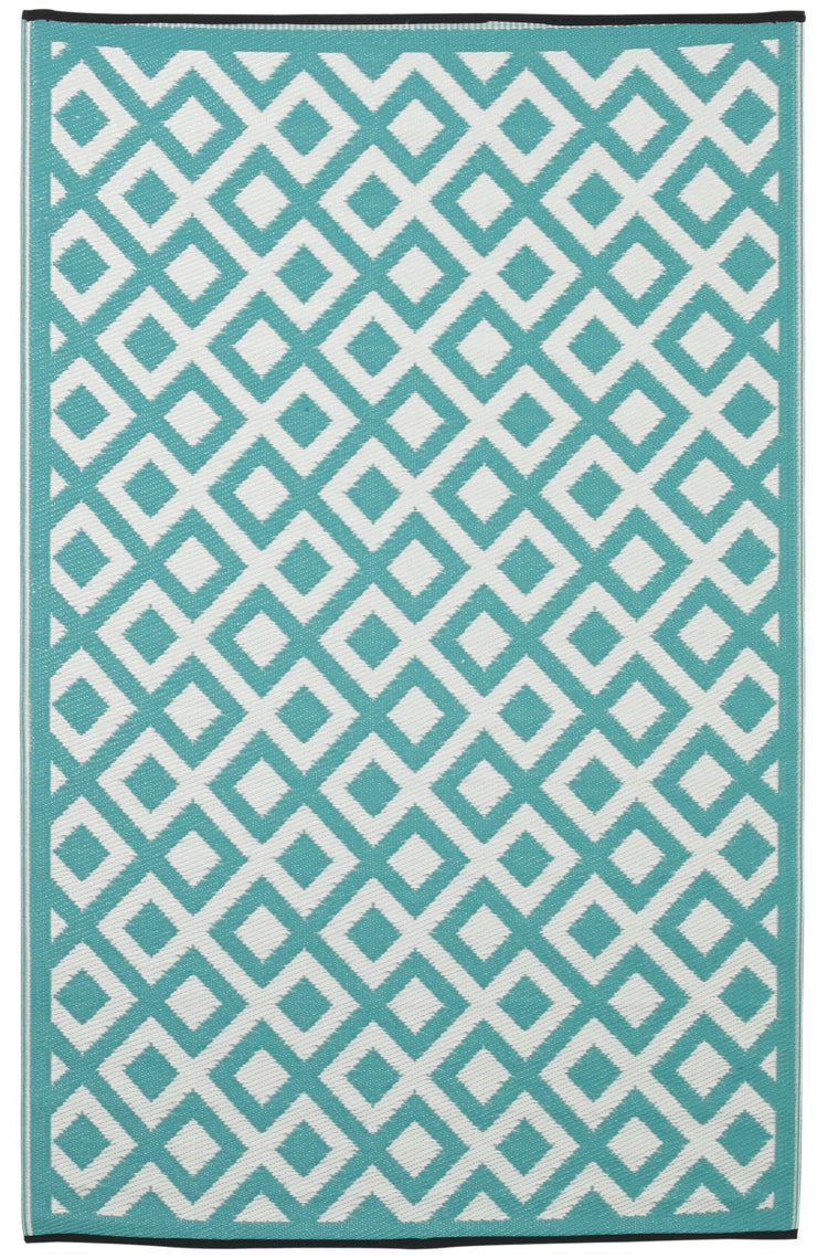  Natural Fibres Marina Green and White  Recycled Plastic Indoor Outdoor Hand Woven Floor Rug  - 2