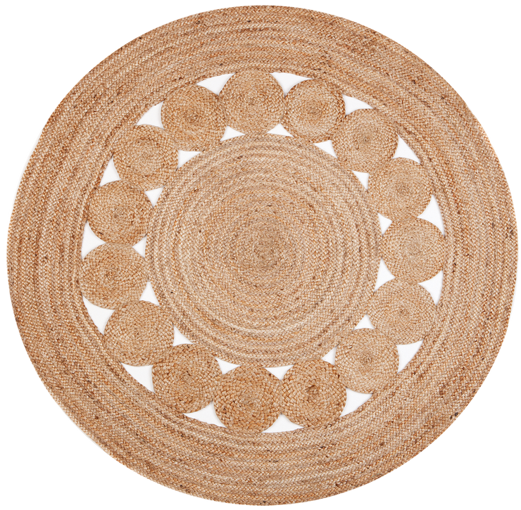  Natural Fibres Jute - Medallion Circle Hand Braided Jute Hand Woven Floor Rug  - 4