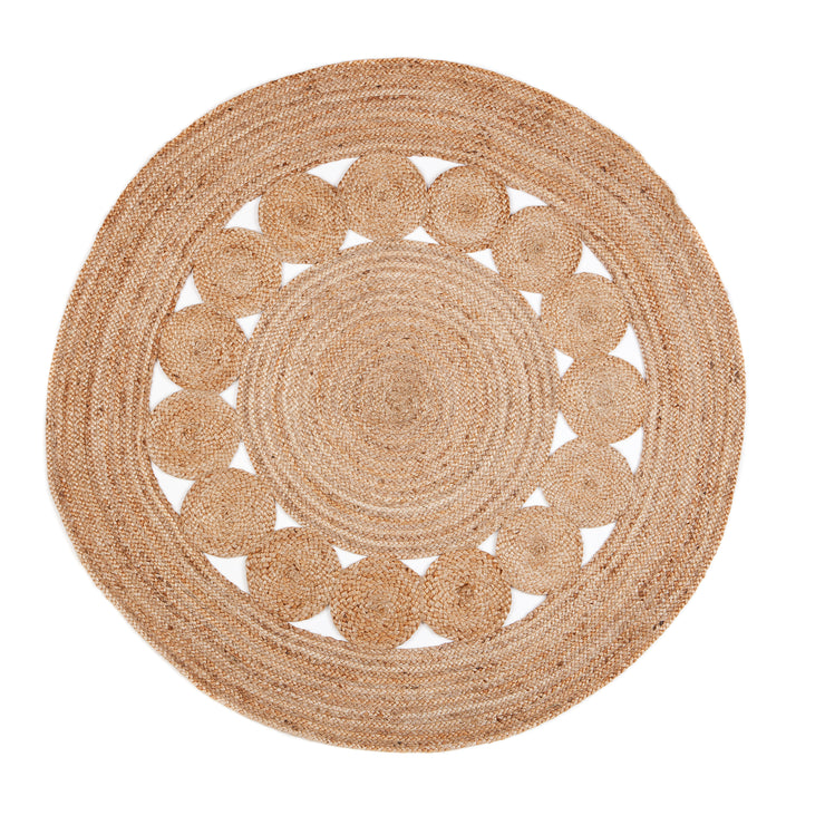  Natural Fibres Jute - Medallion Circle Hand Braided Jute Hand Woven Floor Rug  - 3