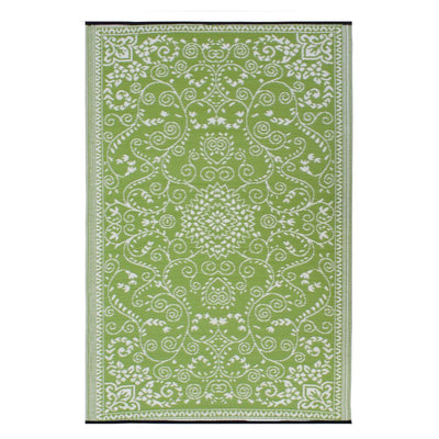  Natural Fibres Murano Lime and Cream  Recycled Plastic Indoor Outdoor Hand Woven Floor Rug  - 1