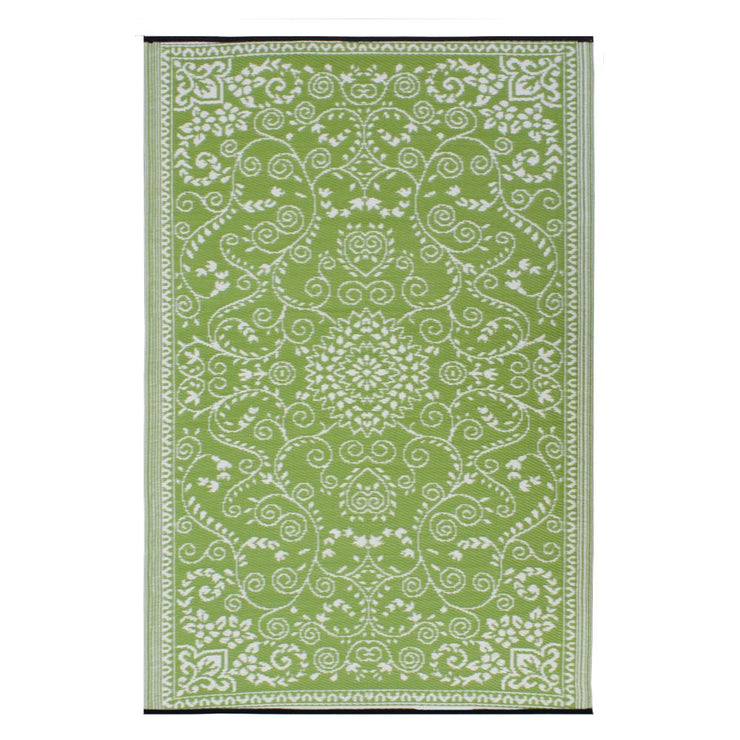  Natural Fibres Murano Lime and Cream  Recycled Plastic Indoor Outdoor Hand Woven Floor Rug  - 1