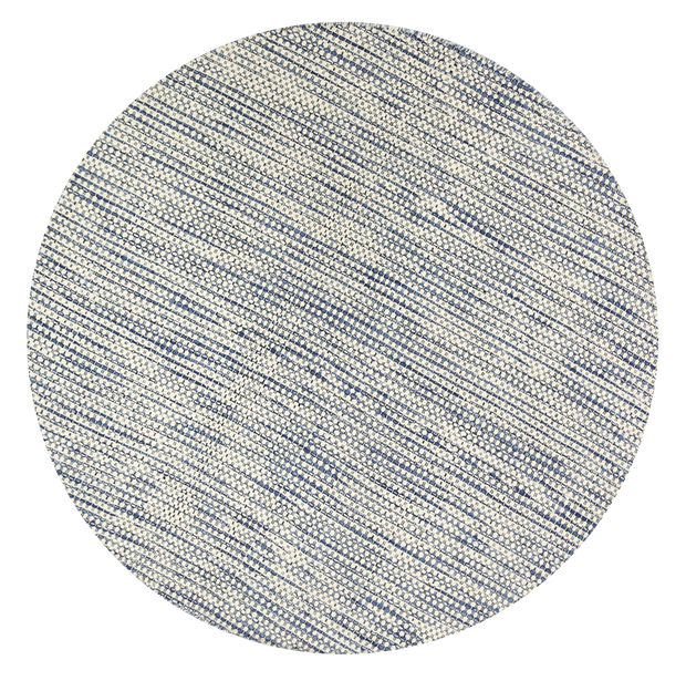  Natural Fibres Scandi Blue Reversible Wool Round Hand Woven Floor Rug  - 6